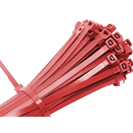 Us Cable Ties Cable Tie, 4 in L, 3/4 in Max Bundle Dia., Red, Nylon 6/6, 18 lb Strength, 100 PK LD4RD100